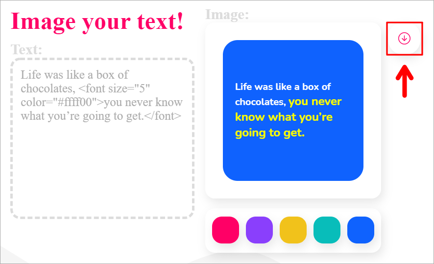 Image Your Text 免費線上文字轉圖片工具，可自訂背景顏色以及使用 HTML 語法！