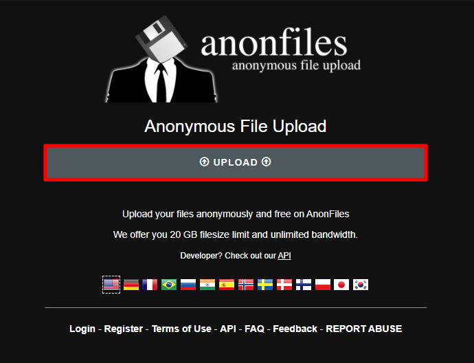 Anonfiles 免費線上檔案分享平台，最大可上傳 20 GB 檔案！