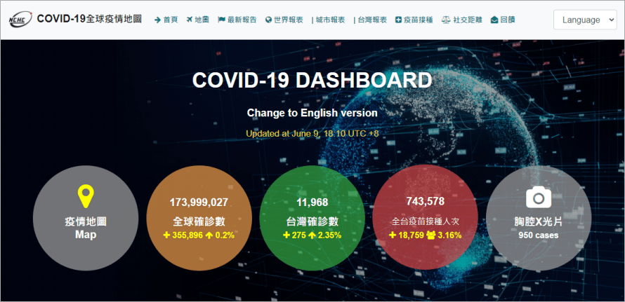 COVID-19 全球即時疫情地圖，讓你即時掌握台灣疫情狀況與疫苗接種數度！