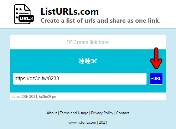 ListURLs 免費線上合併網址工具，只需一鍵就能將多個網址合併成單一網址！