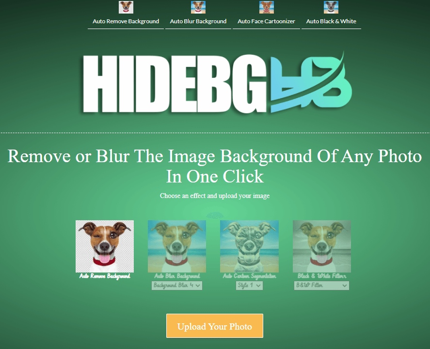 HIDEBG 免費線上圖片編輯工具，要去背/模糊背景/卡通化/背景黑白都可以！