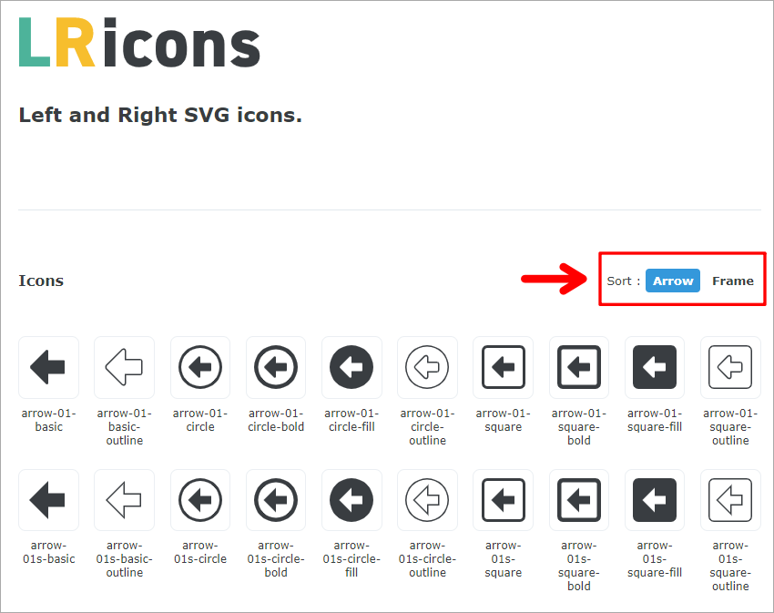 LRicons 免費箭頭 SVG icon 素材網，做個人以及商業用途都沒問題！