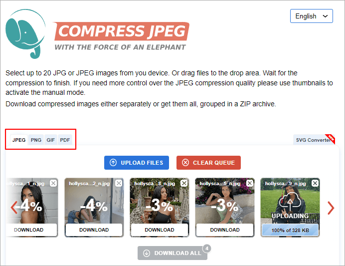 Compress Jpeg 超方便的線上圖片壓縮工具！最多能一次處理 20 張，完全免費使用！