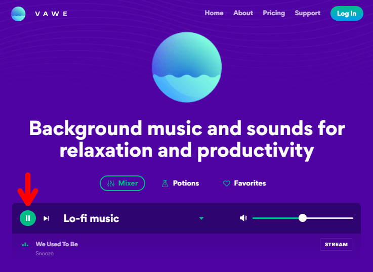 VAWE 可用 Lo-fi 音樂搭配環境音效的音樂網，不僅能提高專注力更能幫你放鬆心靈！