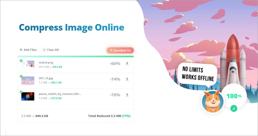 Compressimage.io 美美的免費線上圖片壓縮工具，支援離線使用與圖片批次處理！