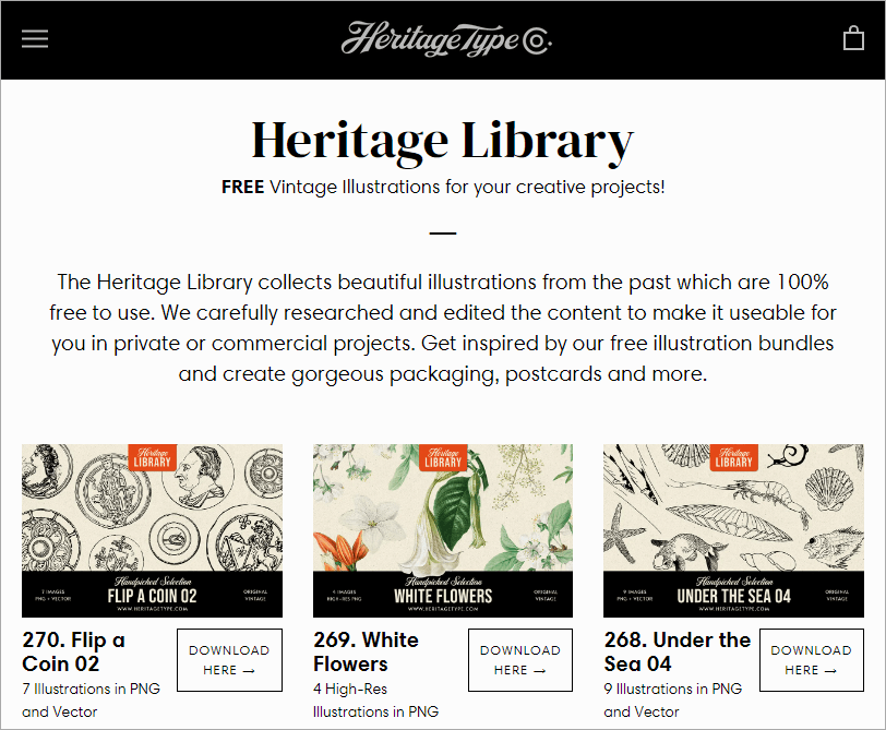 Heritage Library 線上精美復古插圖素材庫，100%免費可用於個人或商業用途！