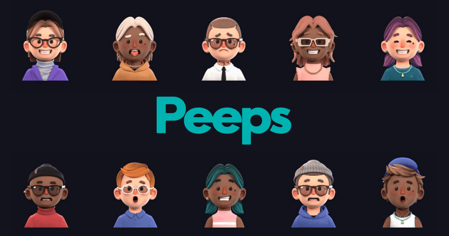 Peeps 超可愛的免費 3D 頭像生成器，多種造型隨你搭並可商用！