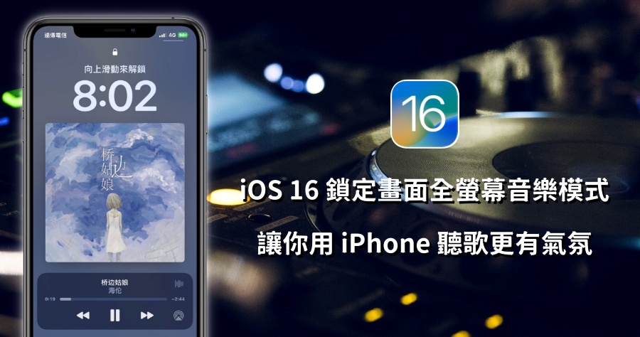 iOS16 鎖屏全螢幕音樂播放器教學，背景還可隨專輯封面自動變化顏色！