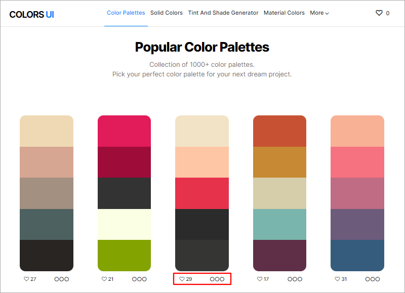 Colors UI 超過 1000 多個調色盤線上工具，一鍵就可複製色碼做使用！