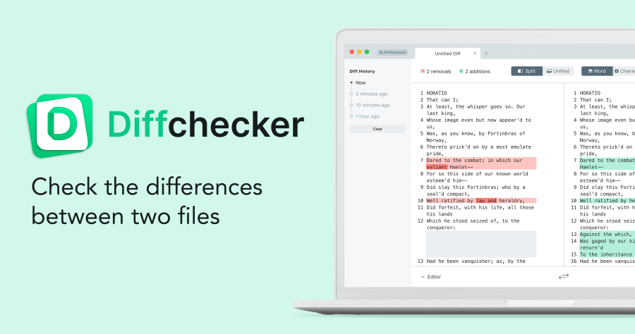 Diffchecker 超方便的線上對照文件與圖片差異工具，支援文字/圖片/PDF/Excel！