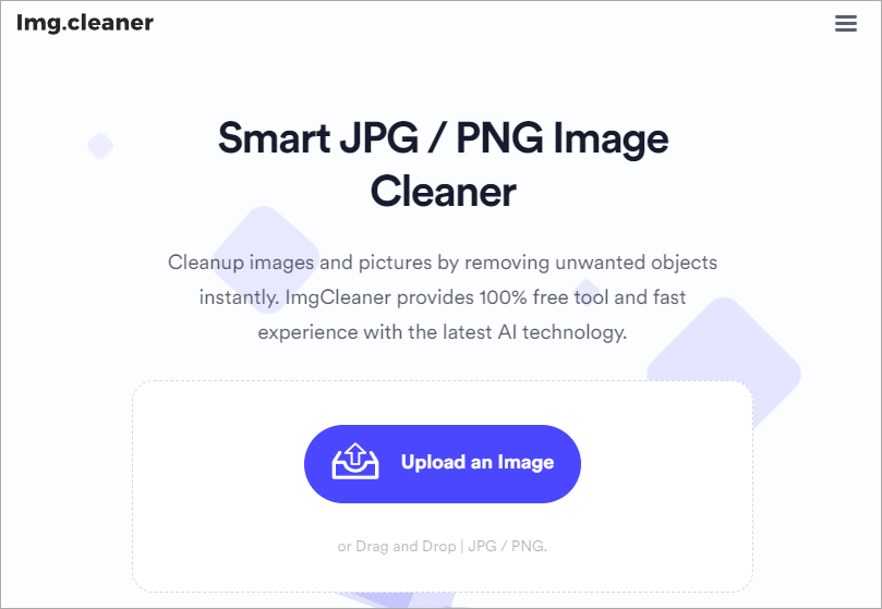 ImgCleaner 超方便的線上 AI 圖片雜物移除器，100%免費無使用次數限制！
