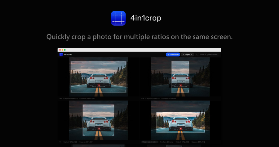 4in1crop 免費線上圖片裁剪工具，瞬間定制圖片尺寸打造完美比例！