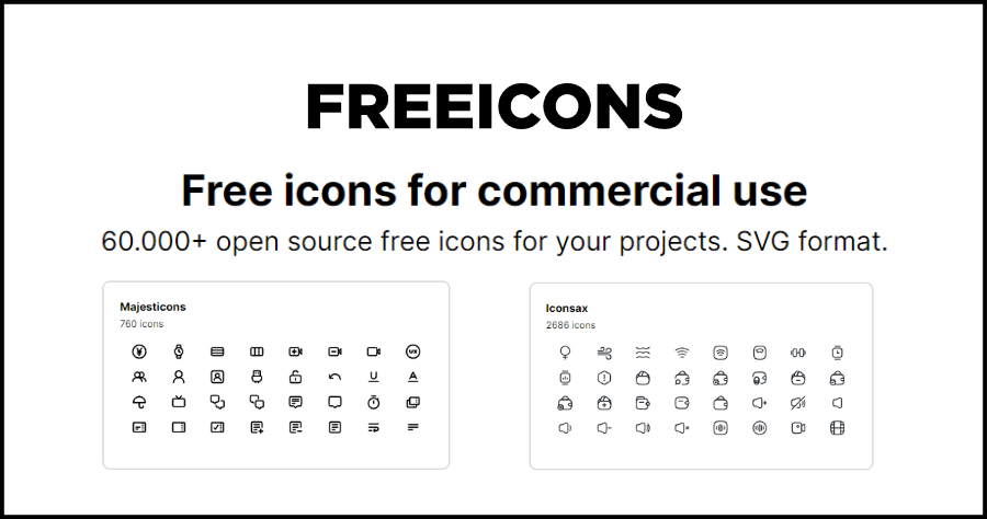 FreeIcons 免費線上 SVG 開源圖示素材網，超過 60,000 圖示任你下載並可用於商業用途！