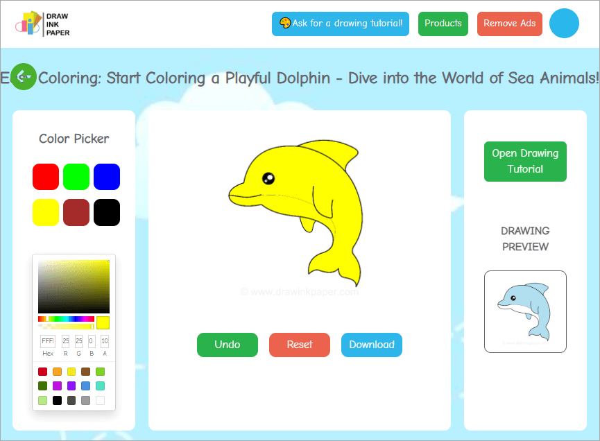DrawInkPaper 孩子最佳免費繪畫網教學網，超多可愛動物、卡通、汽車等圖案可挑選！
