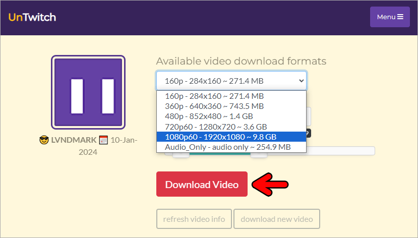 UnTwitch 免費線上 Twitch 影片下載網，支援 1080P 高畫質無使用次數限制！
