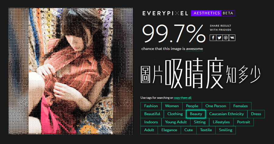 Everypixel 圖片吸睛度得幾分？智慧解讀圖片內容分析