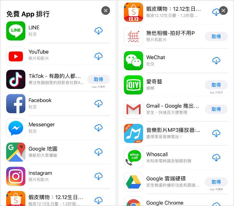 AppStore 2018年度熱門應用程式