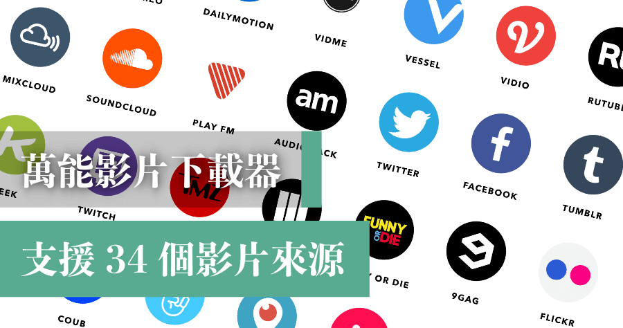Savieo 萬能影片下載器，支援全世界 34 個影片來源