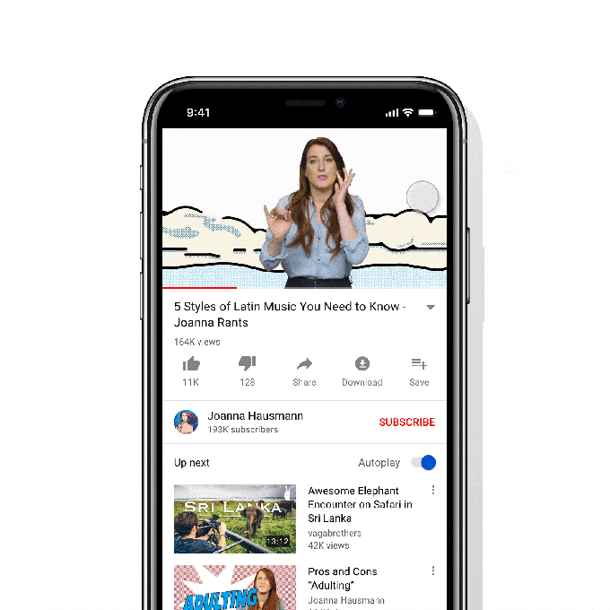 YouTube滑動切換影片更新