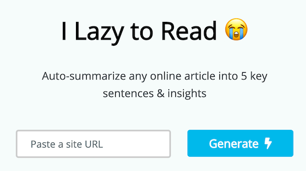 I Lazy to Read