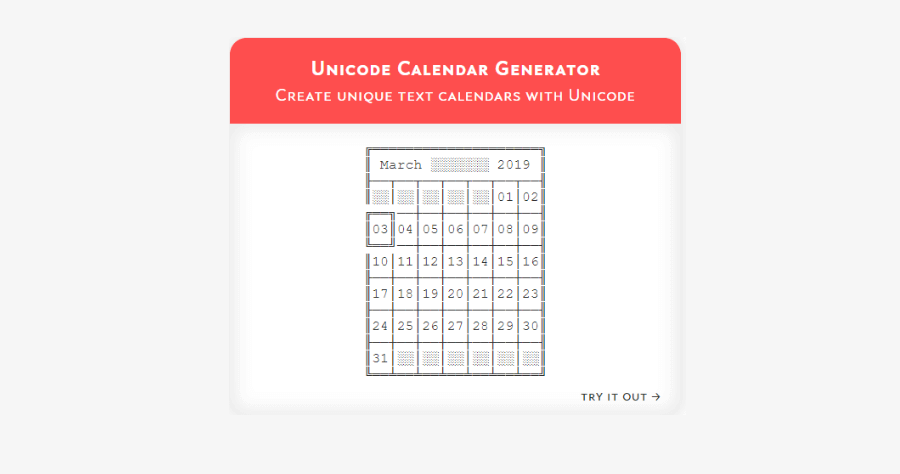 Unicode Calendar 文字月曆產生器，快速製作吸眼球的 FB 貼文 Email 郵件
