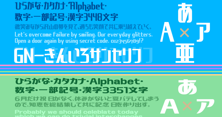 GN Kiniro SansSerif 免費可商用日文字型，支援超過 3000 個漢字
