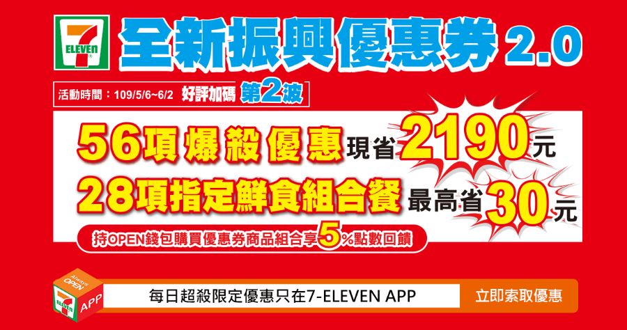 7-11 振興優惠券 2.0 推出，第 2 波加碼上次沒跟到的 6/2 前都來得及