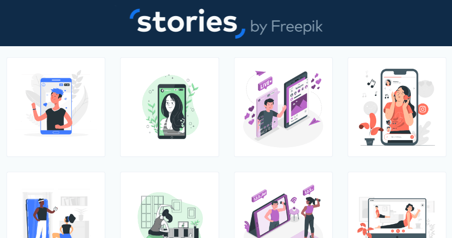 Stories by Freepik 免費可商用插圖素材庫，可自訂圖片顏色與內容