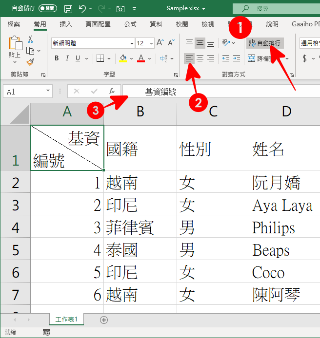 表格斜線打字