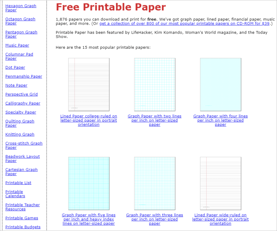 筆記本內頁哪裡可以下載 Printable Paper 免費提供1800 種款式紙張範本 綠色工廠