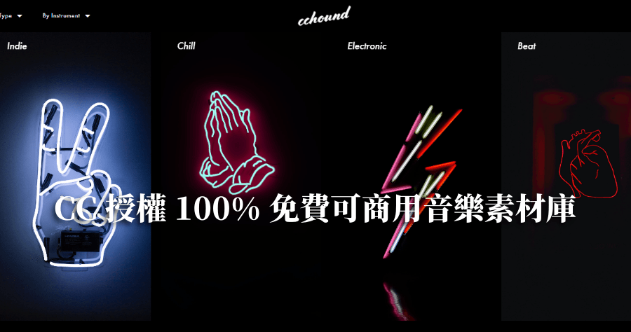 cchound 免費音樂素材庫，個人/商業使用 100% 免費