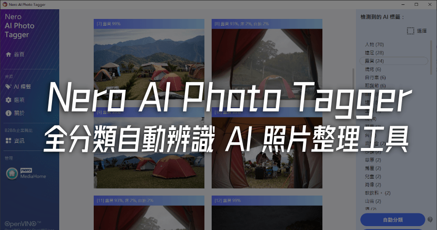 限時免費 Nero AI Photo Tagger 照片自動分類軟體，AI 辨識自動寫入標籤 ( 終身版序號 )