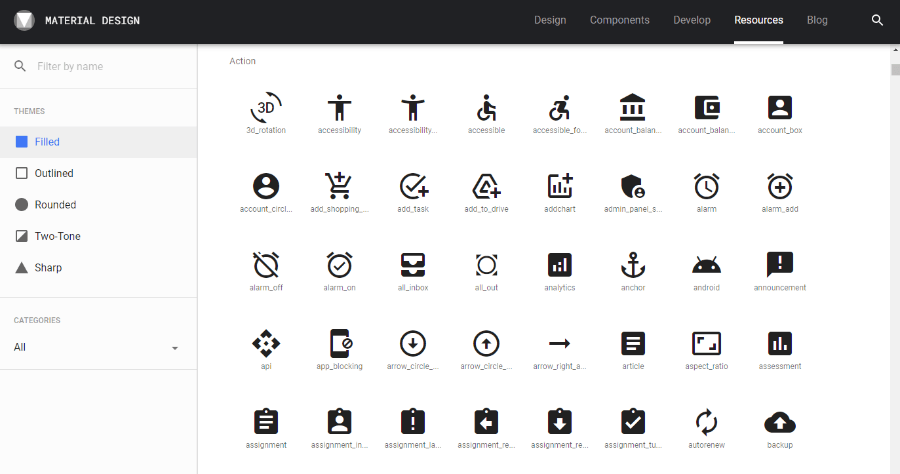 Material icons 由 Google 推出的免費圖示，超過 2000 款素材開源免費使用