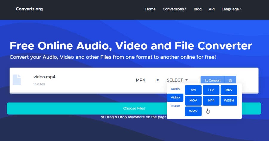 Convertr 線上轉檔工具，支援影音、圖片、PDF 等格式轉檔