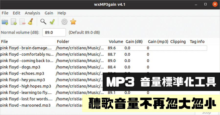 wxMP3gain 把 MP3 音量統一大小，支援批量調整，讓音樂不再忽大忽小