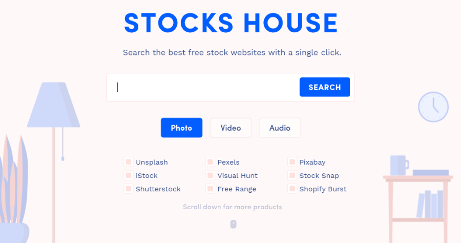 Stock House 免費圖片 / 影片 / 音樂素材一次搜尋，輸入一次關鍵字就能搜好搜滿
