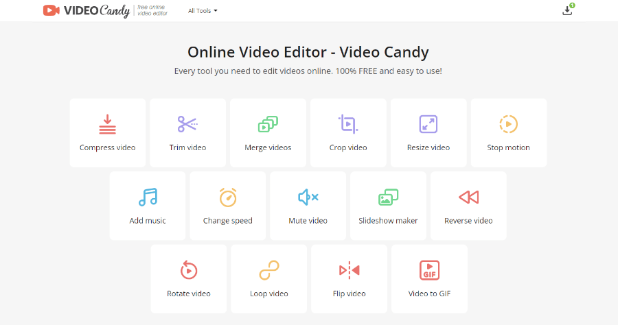 Video Candy 線上影片工具箱，15 種影片剪輯功能完全免費使用