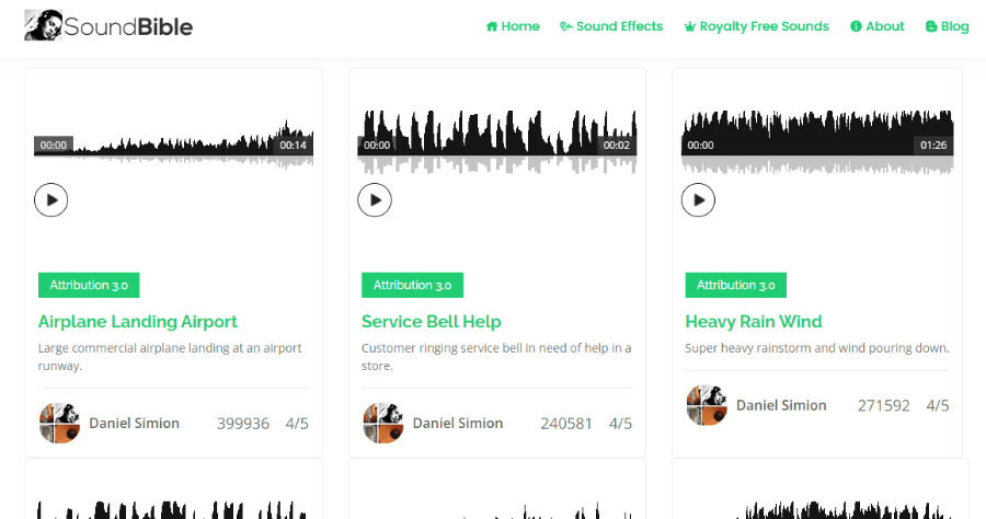 SoundBible 免費音效素材庫，海量無版權音效免費下載