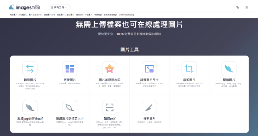 ImagesTool 線上圖片編輯工具，無須上傳檔案即可編輯，圖片安全不外洩