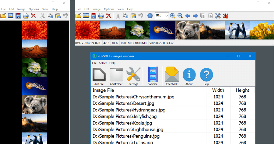 限時免費 Vovsoft Image Combiner 1.5 圖片組合工具，一鍵將多張圖片合併為一張