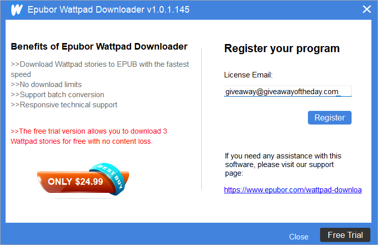 限時免費 Epubor Wattpad Downloader