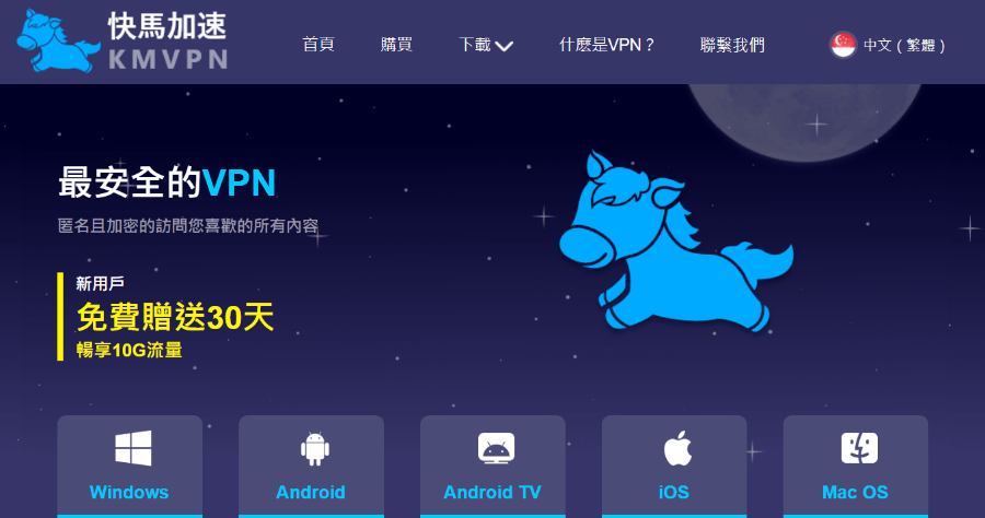 快馬加速 VPN 免費中國/歐洲/美洲/亞洲 VPN，提供 10GB 高速翻牆流量