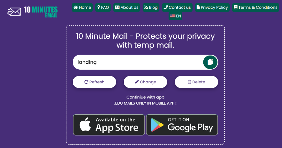 10 Minute Mail 拋棄式 .edu 教育信箱產生器