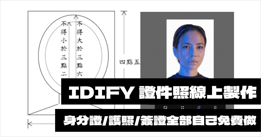IDIFY 一站式證件照大頭貼網站，上傳照片即可製作身分證/護照/駕照等符合規定的大頭照