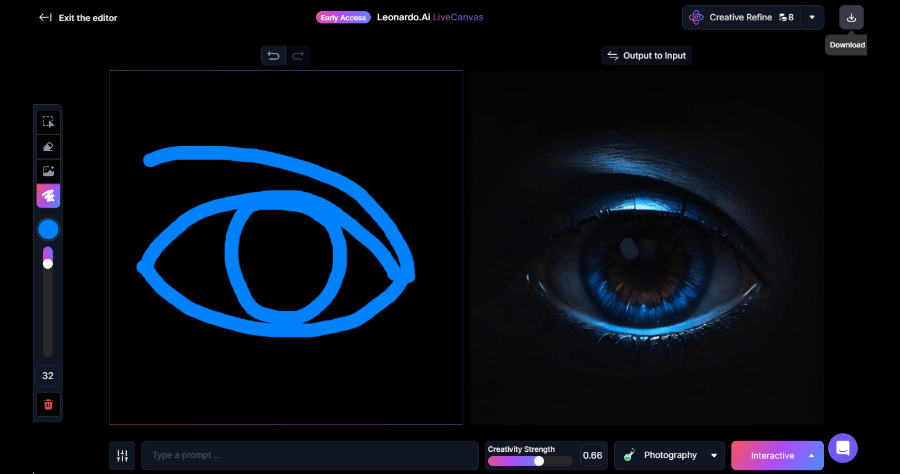 Leonardo.AI 推出 LiveCanvas 畫布功能，直接把塗鴉變成專業繪師等級的藝術畫！