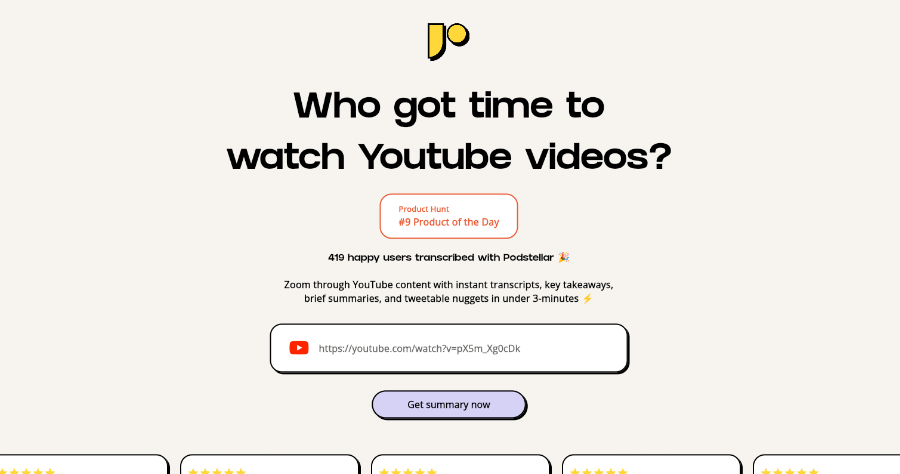 Podstellar 免費 YouTube AI 逐字稿總結工具，不用看完影片就能吸收重點