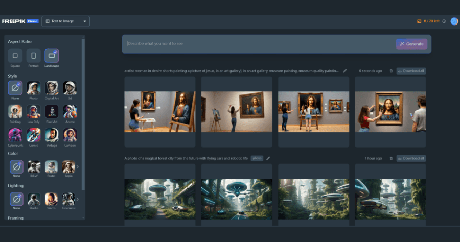 Freepik 推出 AI 圖片生成工具，免費圖庫跟上 AI，同樣免費產生圖片