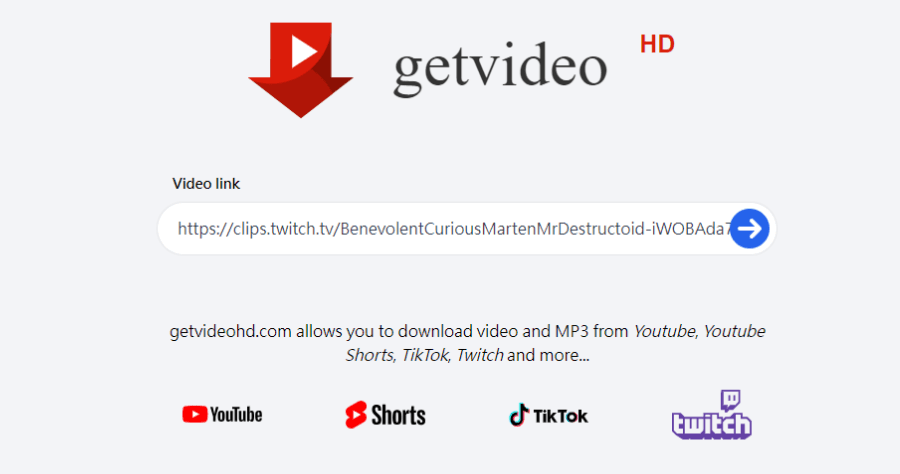 GetVideo HD 純淨版無廣告 YouTube 線上下載器，支援 Shorts/TikTok/Twitch 影片下載